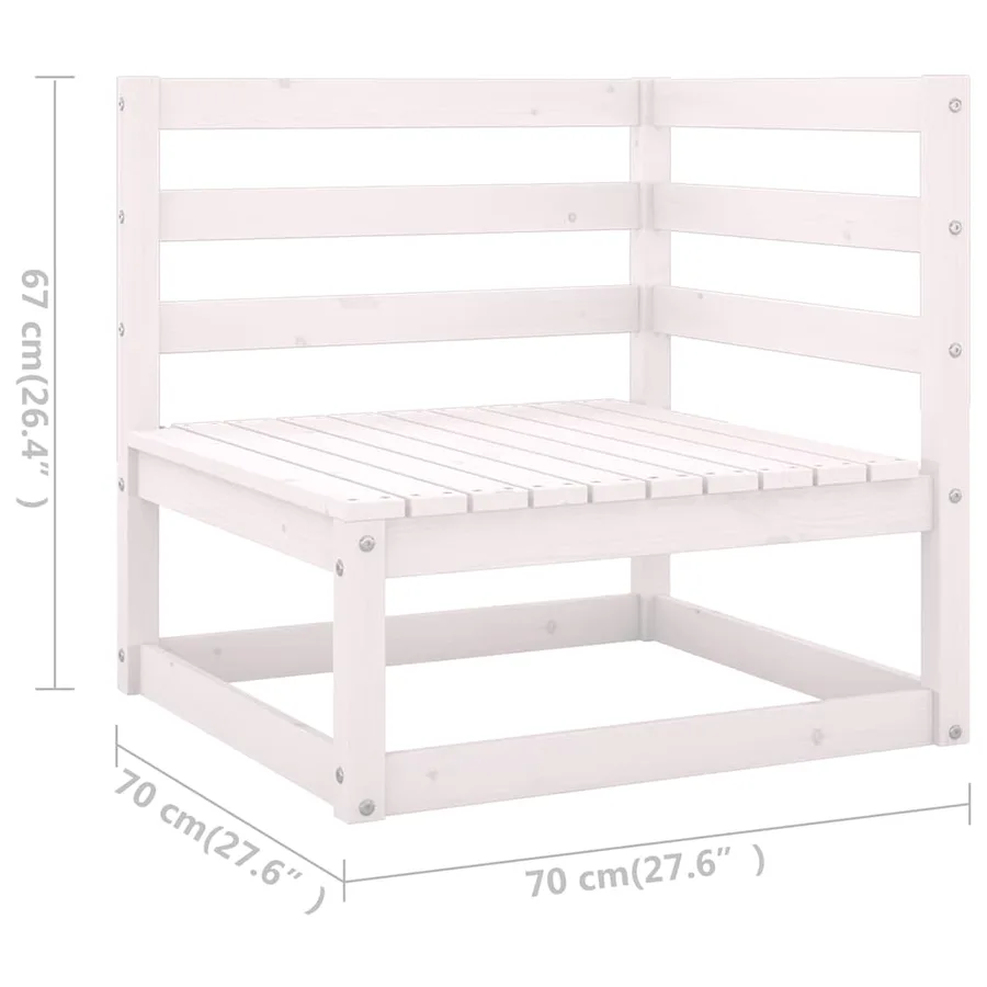 Salon de jardin 7 pcs Blanc Bois de pin massif - 8