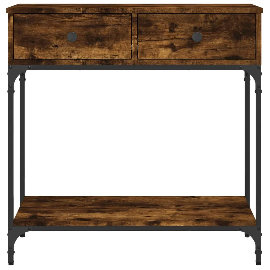 Table console chêne fumé 75x34,5x75 cm bois d'ingénierie - 3
