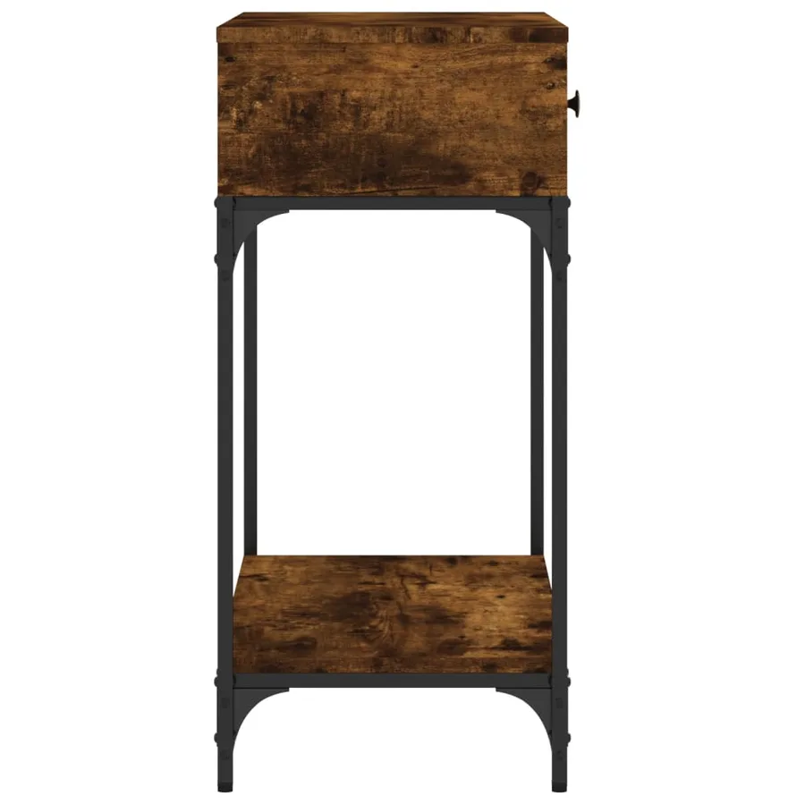 Table console chêne fumé 75x34,5x75 cm bois d'ingénierie - 6