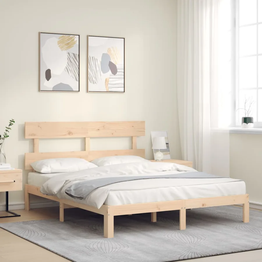 Cadre de lit sans matelas bois de pin massif