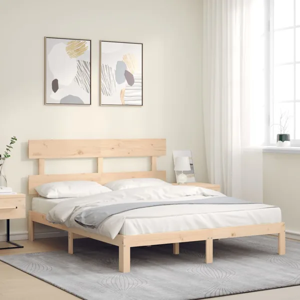 Cadre de lit sans matelas bois de pin massif