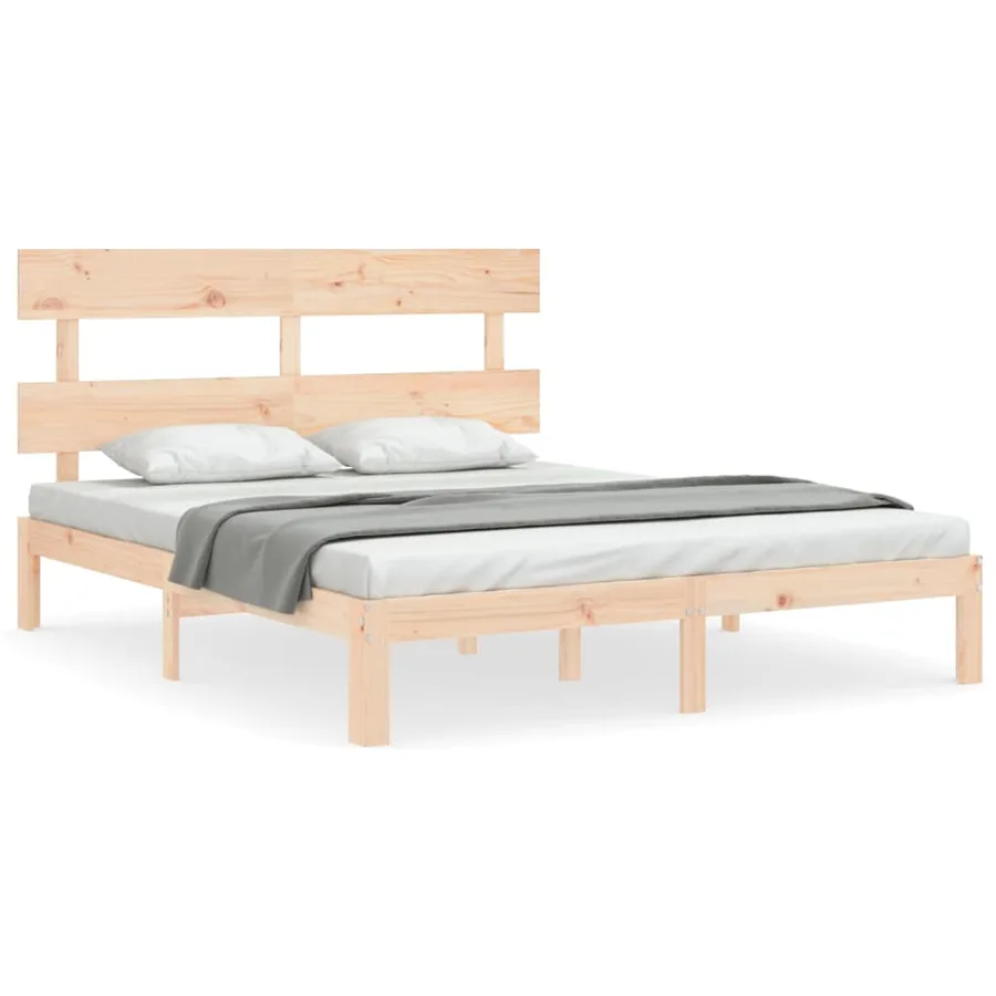 Cadre de lit sans matelas bois de pin massif - 2