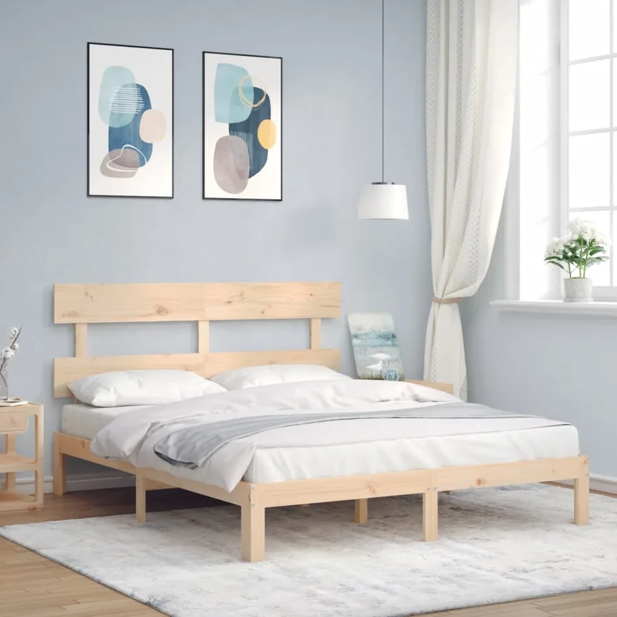 Cadre de lit sans matelas bois de pin massif - 3
