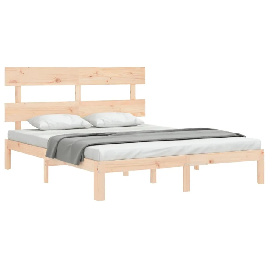 Cadre de lit sans matelas bois de pin massif - 4
