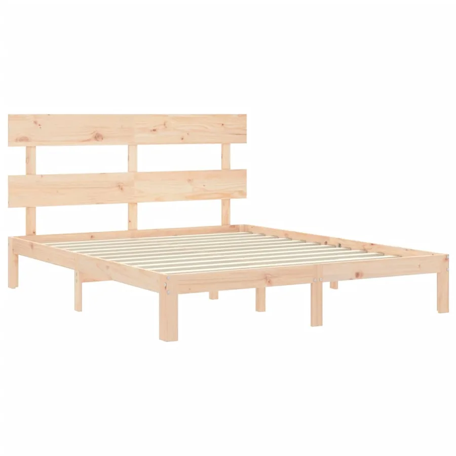 Cadre de lit sans matelas bois de pin massif - 5