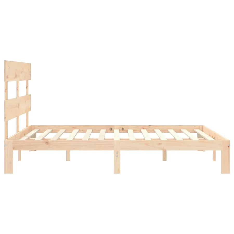 Cadre de lit sans matelas bois de pin massif - 7