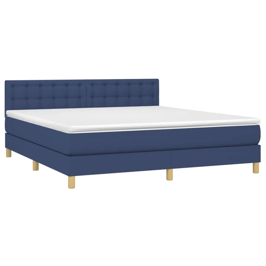 Sommier à lattes de lit avec matelas LED Bleu 180x200 cm Tissu - 3