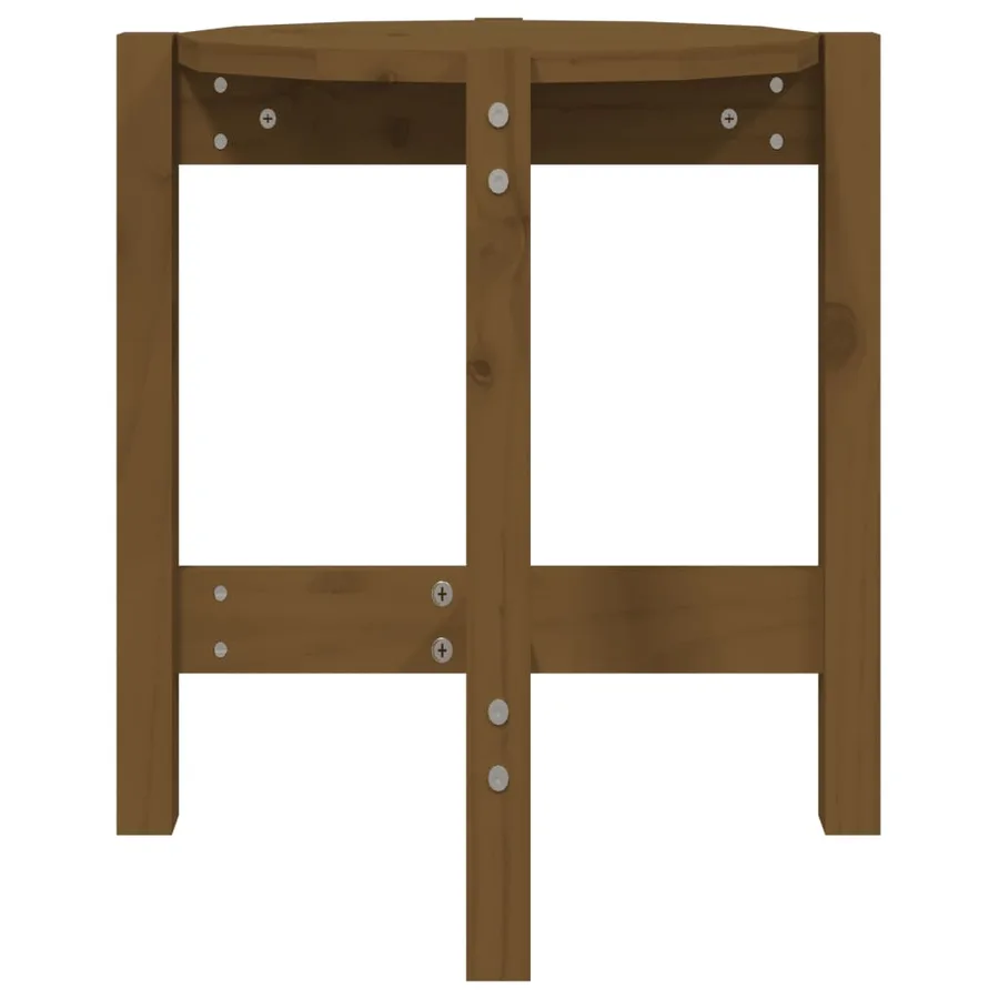 Table basse Marron miel Ø 42,5x45 cm Bois massif de pin - 5