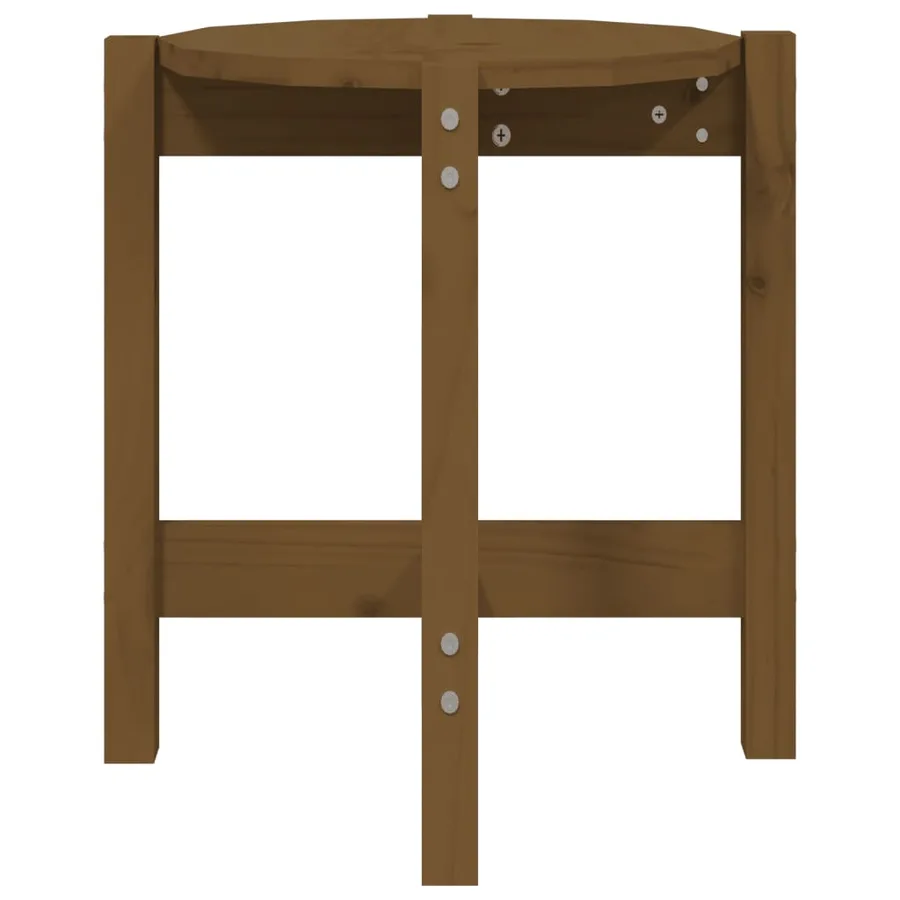 Table basse Marron miel Ø 42,5x45 cm Bois massif de pin - 6
