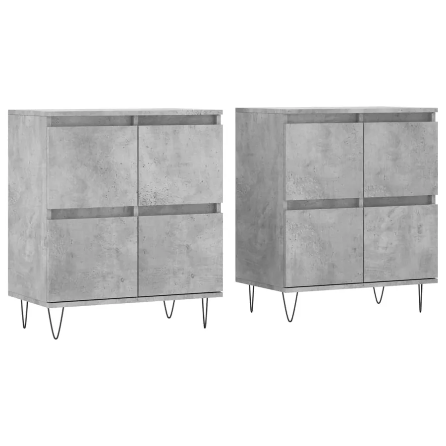 Buffets 2 pcs gris béton bois d'ingénierie - 2