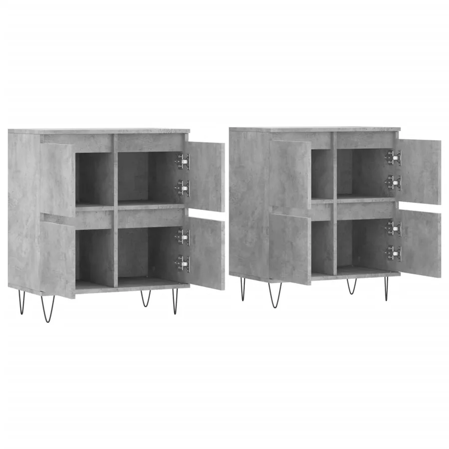 Buffets 2 pcs gris béton bois d'ingénierie - 4