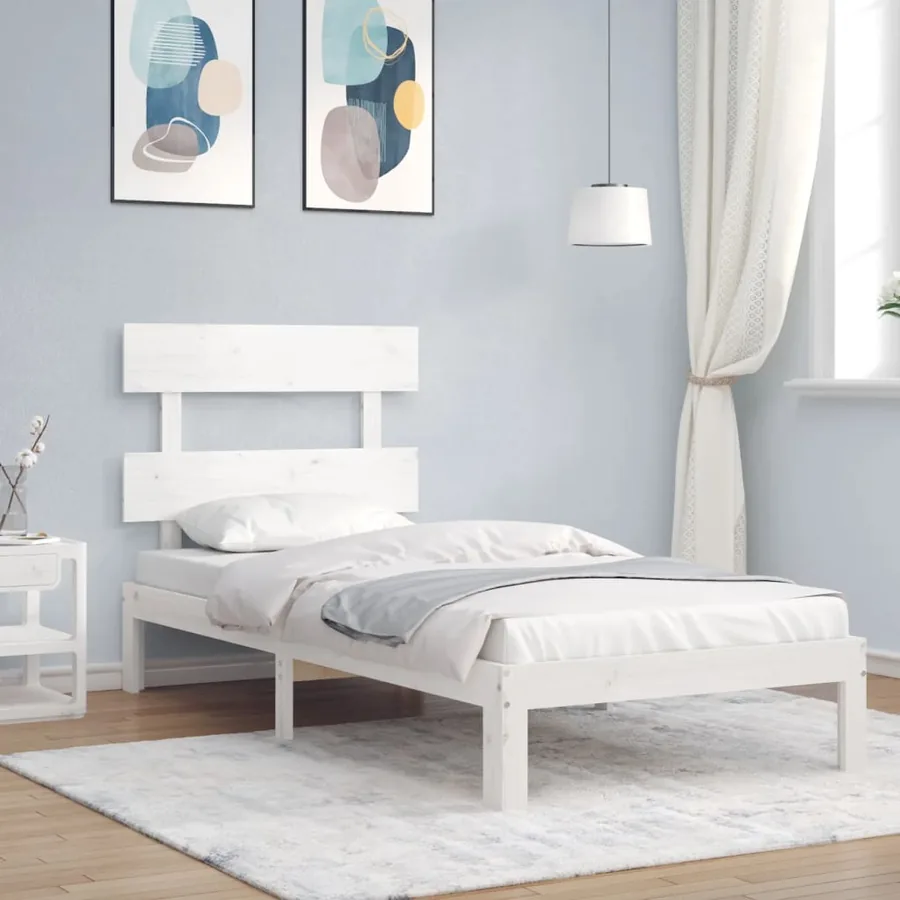 Cadre de lit sans matelas blanc 100x200 cm bois de pin massif