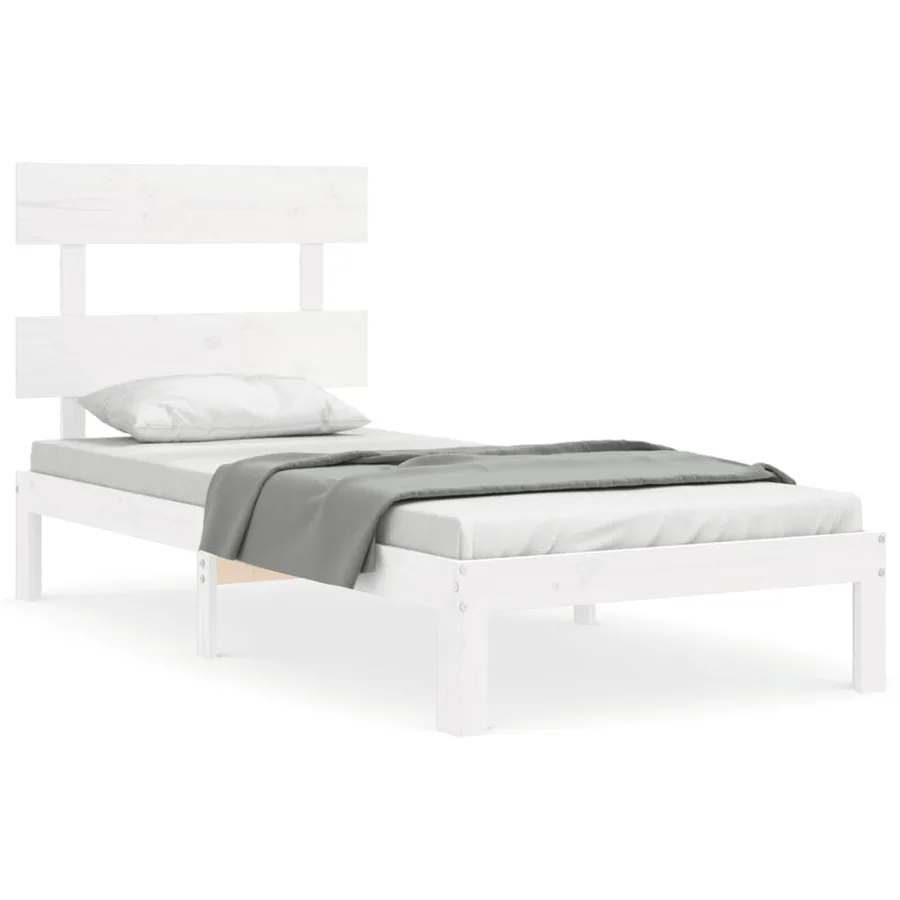 Cadre de lit sans matelas blanc 100x200 cm bois de pin massif - 2