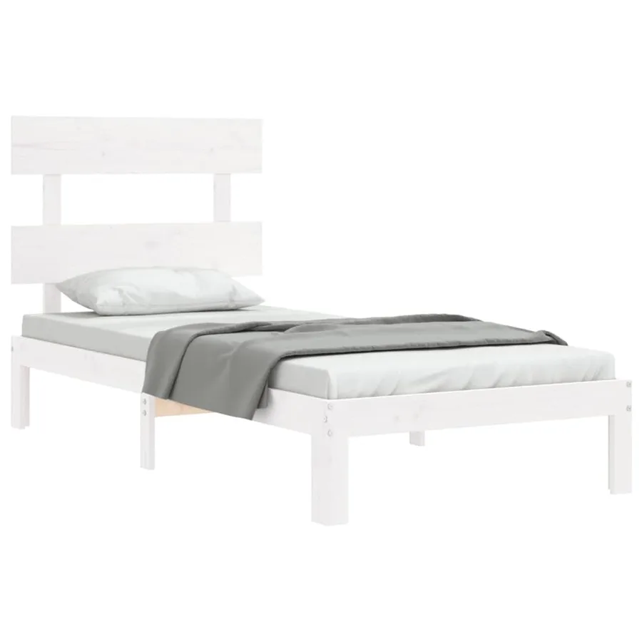 Cadre de lit sans matelas blanc 100x200 cm bois de pin massif - 4