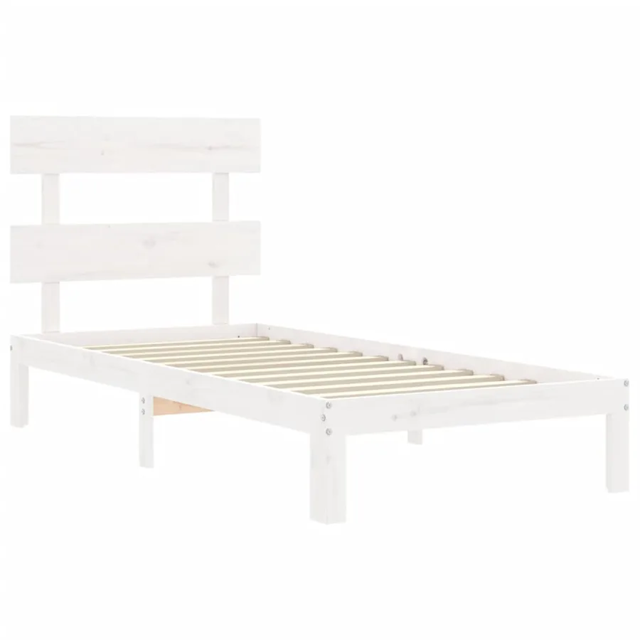 Cadre de lit sans matelas blanc 100x200 cm bois de pin massif - 5