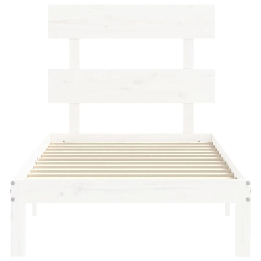 Cadre de lit sans matelas blanc 100x200 cm bois de pin massif - 6