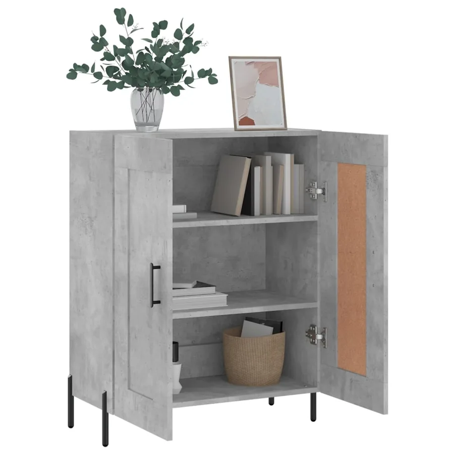 Buffet gris béton 69,5x34x90 cm bois d'ingénierie - 4