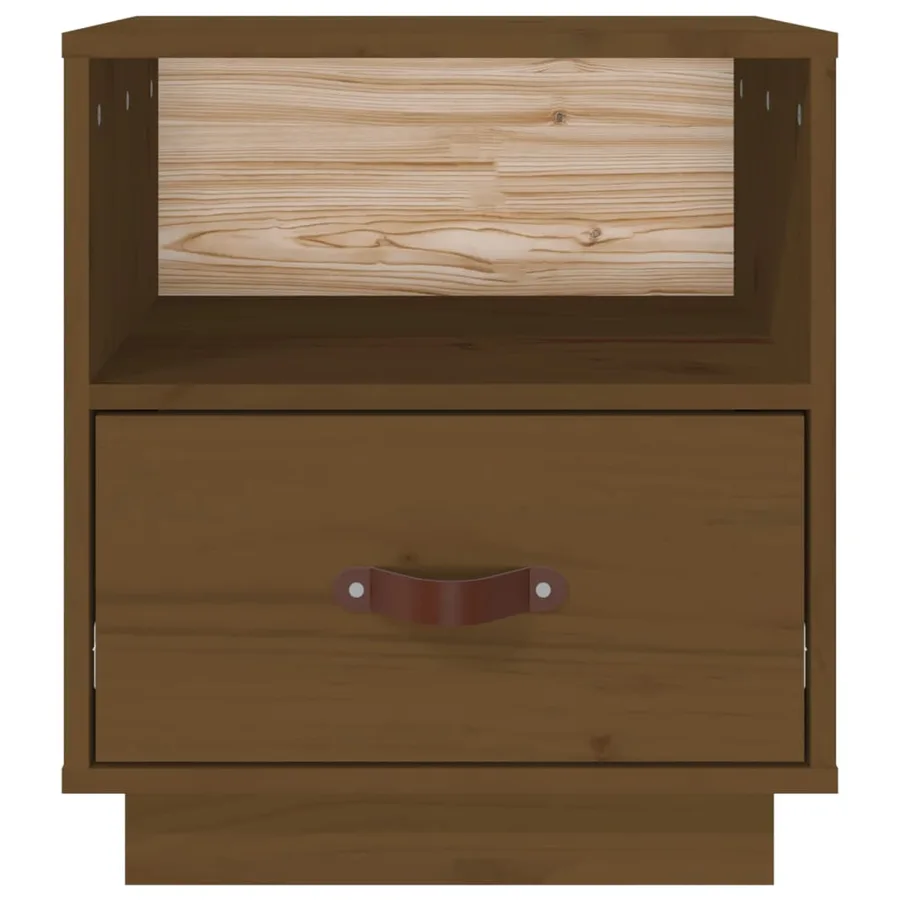 Table de chevet Marron miel 40x34x45 cm Bois de pin massif - 6
