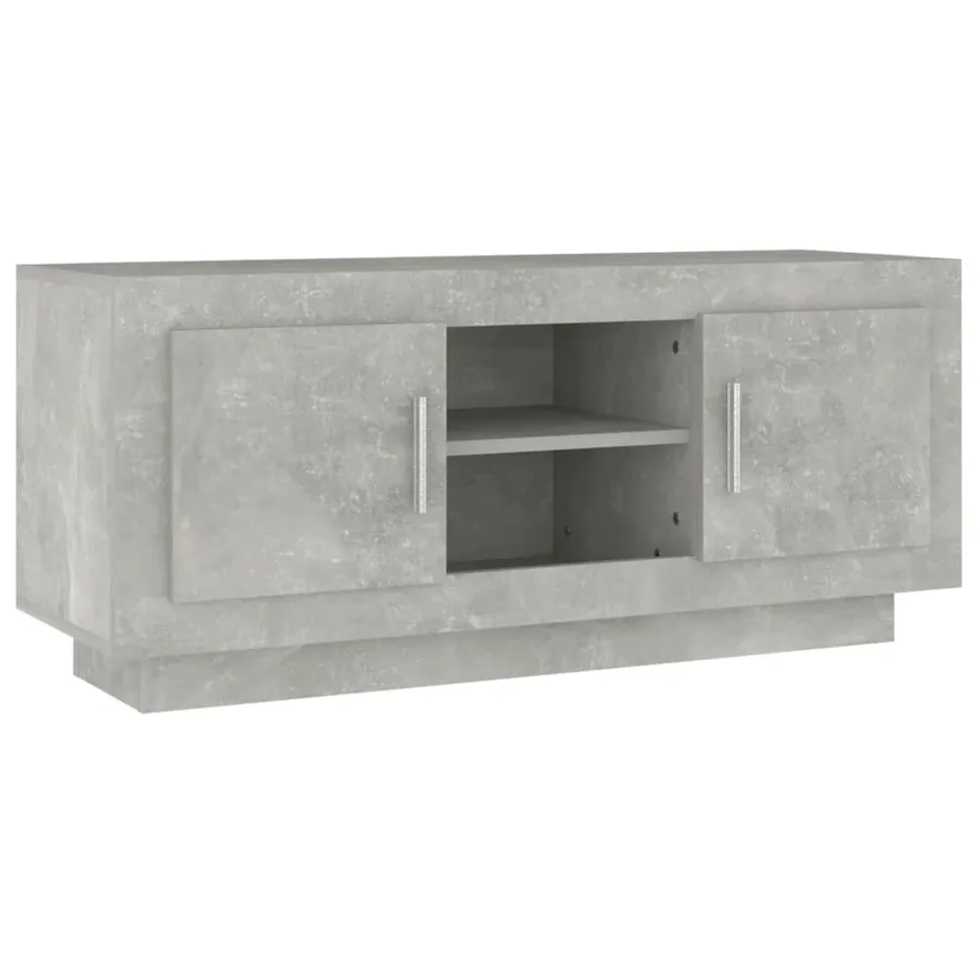 Meuble TV gris béton 102x35x45 cm bois d'ingénierie - 2
