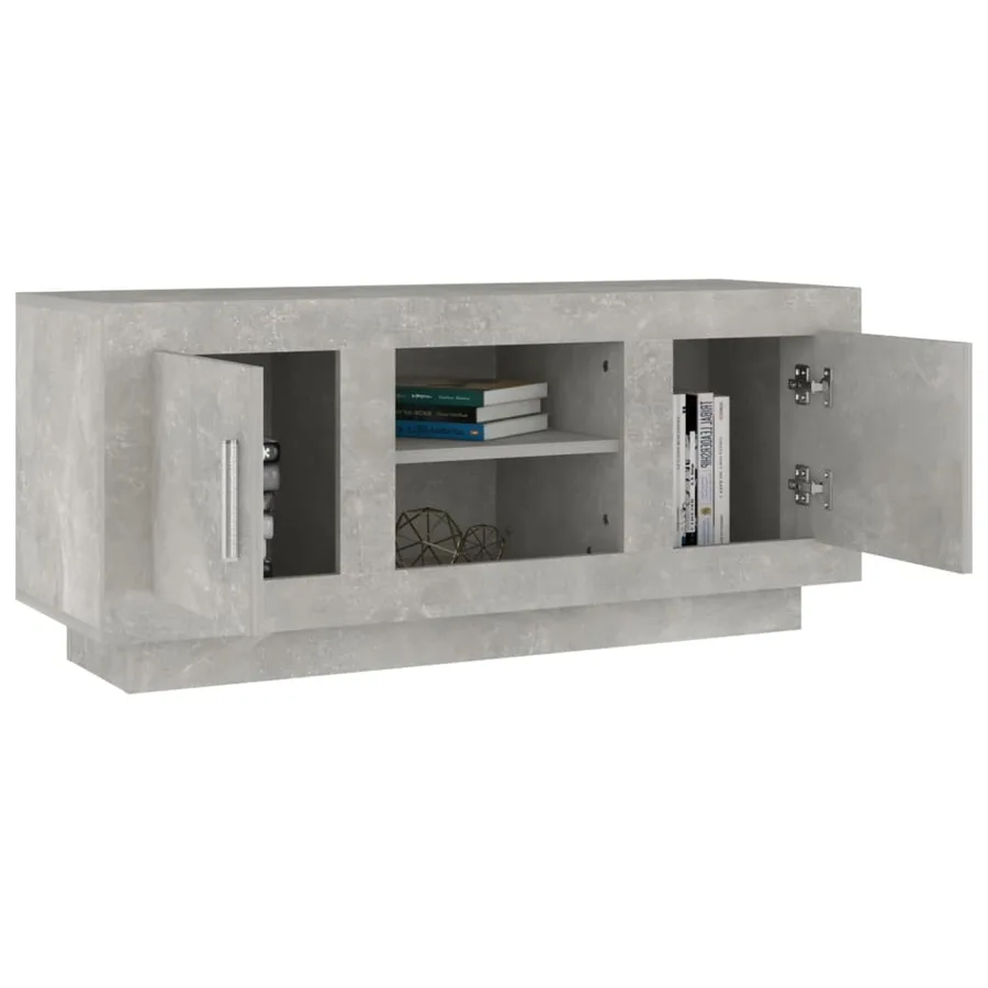 Meuble TV gris béton 102x35x45 cm bois d'ingénierie - 4