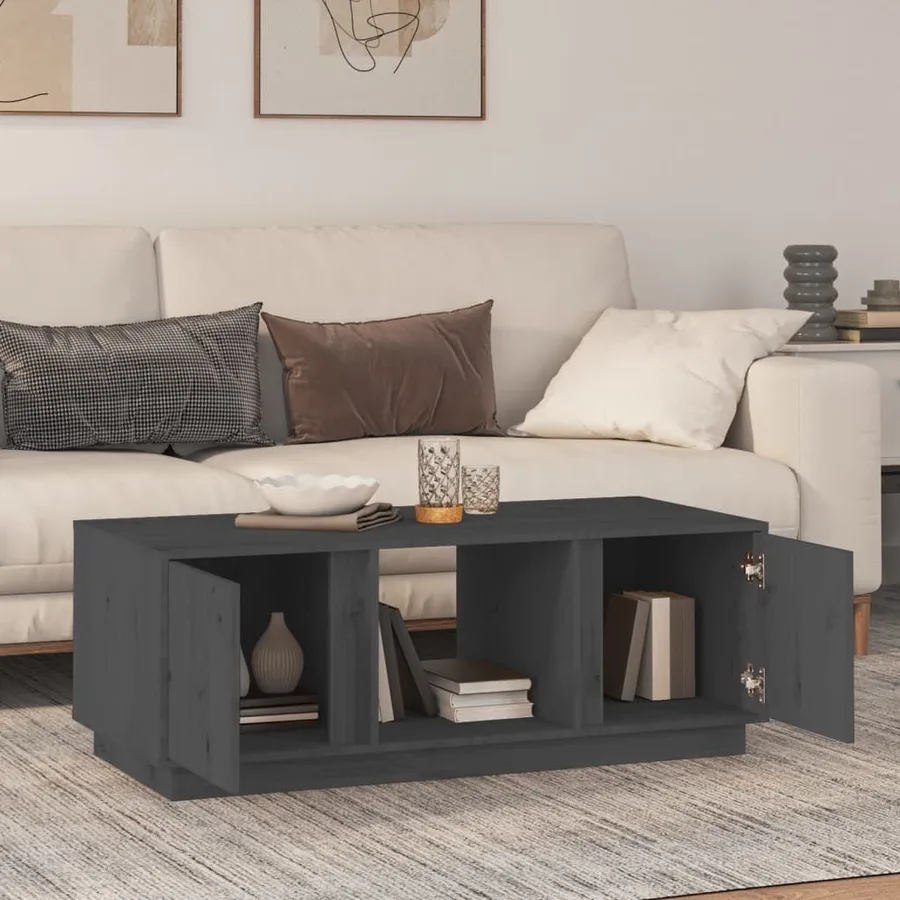 Table basse Gris 110x50x40 cm Bois massif de pin - 3
