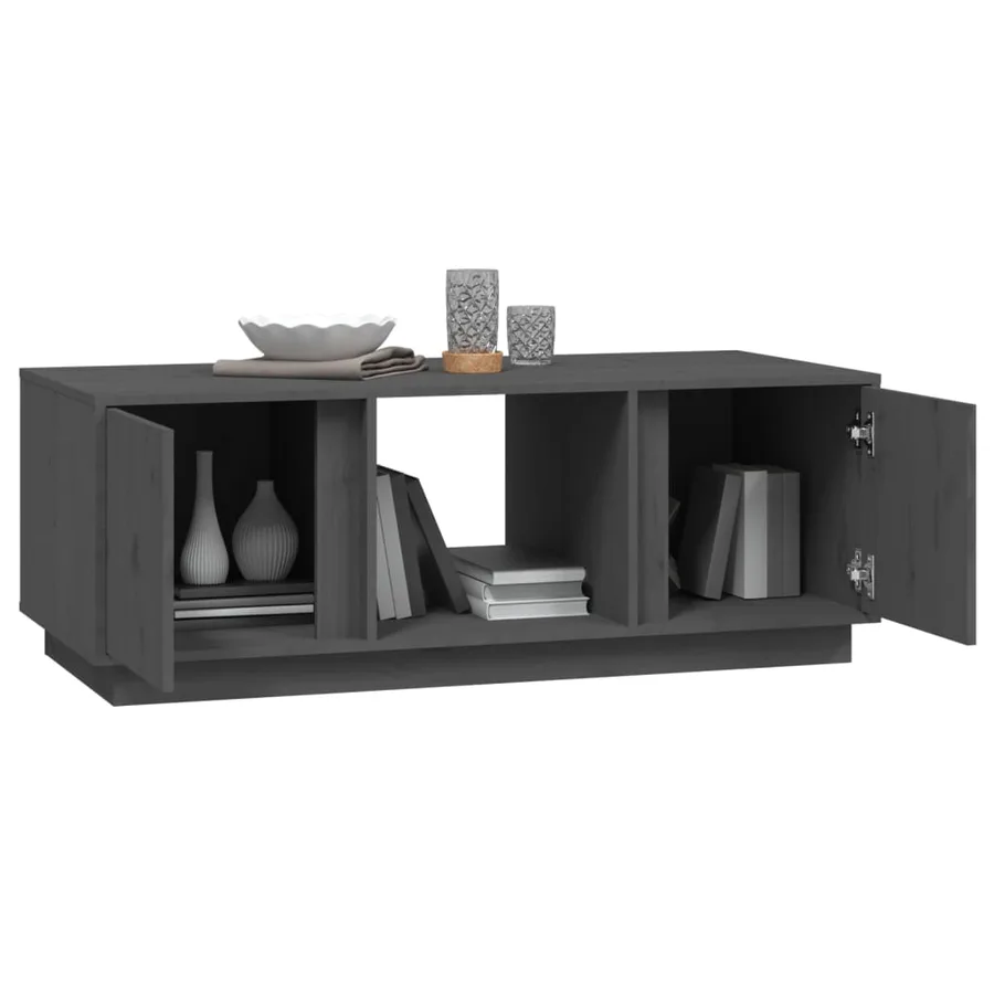 Table basse Gris 110x50x40 cm Bois massif de pin - 4