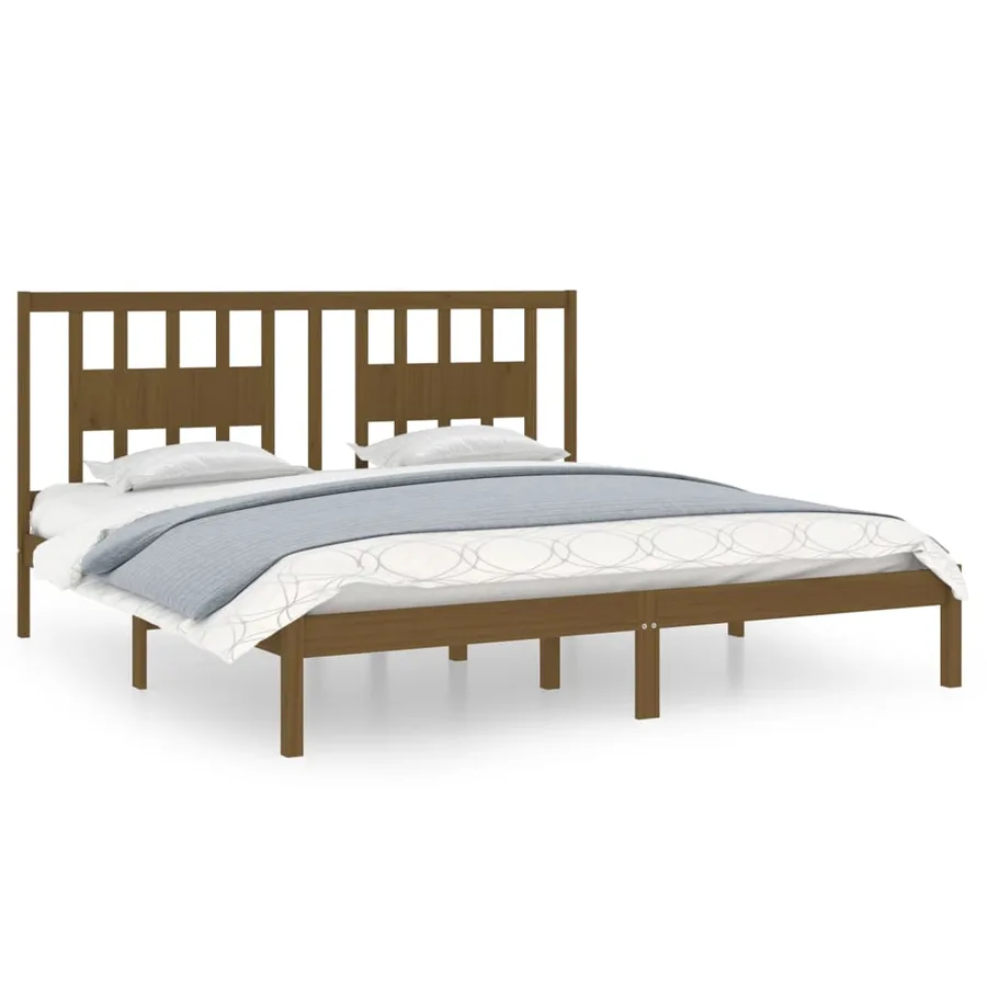 Cadre de lit sans matelas marron miel bois massif 200x200 cm - 2