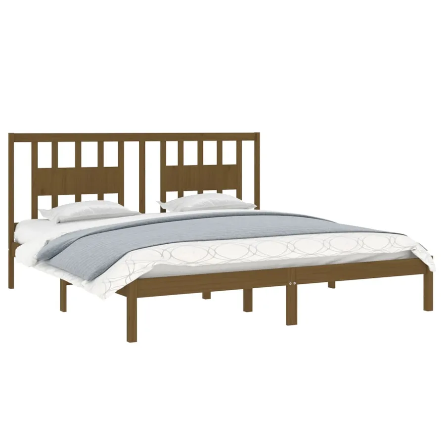 Cadre de lit sans matelas marron miel bois massif 200x200 cm - 3