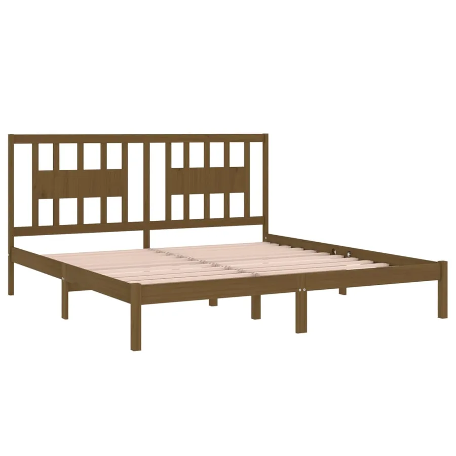 Cadre de lit sans matelas marron miel bois massif 200x200 cm - 4