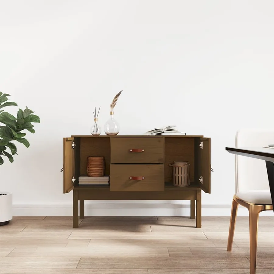 Buffet Marron miel 110x40x78 cm Bois massif de pin - 3