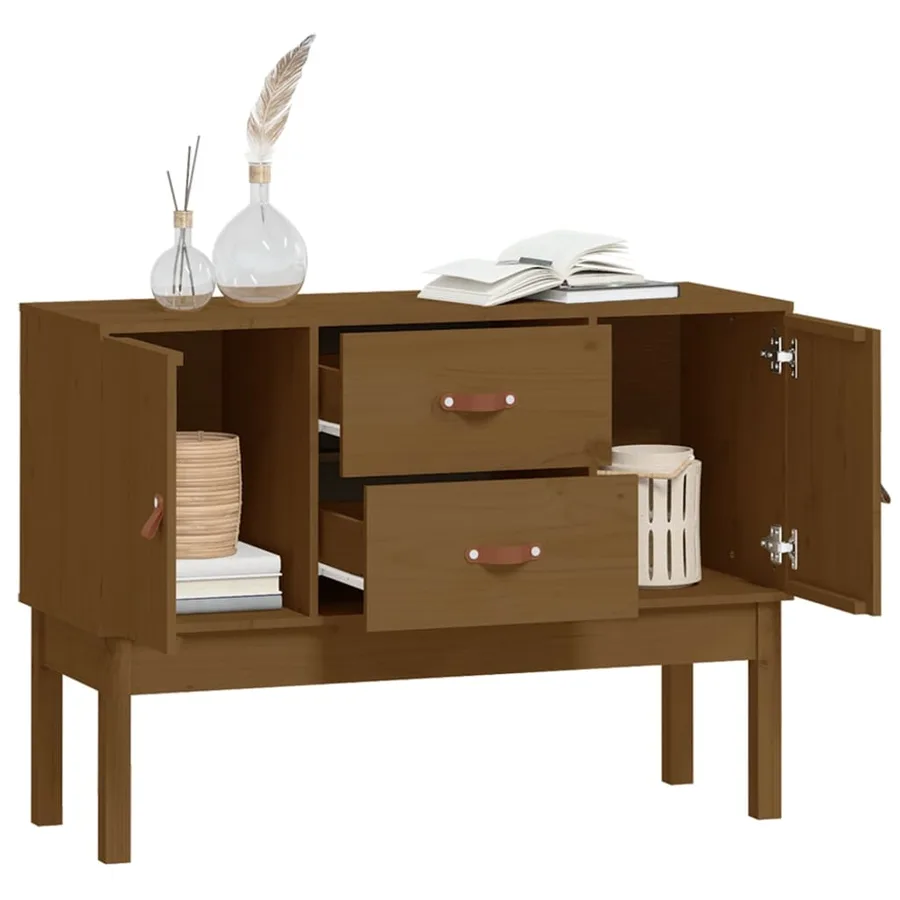 Buffet Marron miel 110x40x78 cm Bois massif de pin - 4