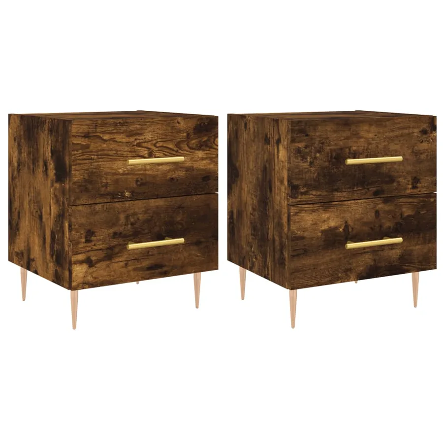 Tables de chevet 2pcs chêne fumé 40x35x47,5cm bois d’ingénierie - 2