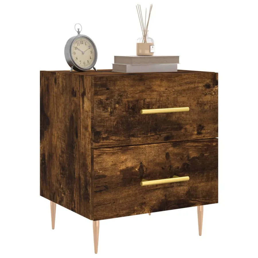 Tables de chevet 2pcs chêne fumé 40x35x47,5cm bois d’ingénierie - 3