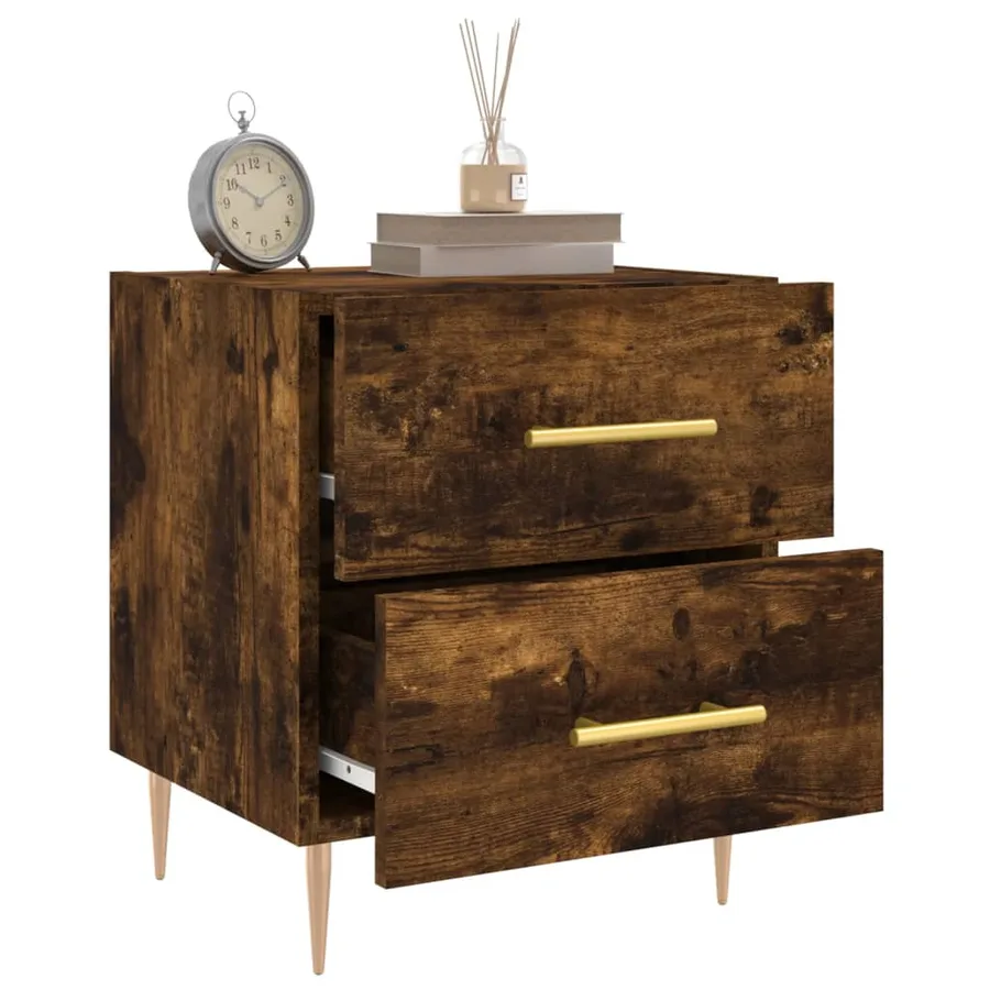 Tables de chevet 2pcs chêne fumé 40x35x47,5cm bois d’ingénierie - 4
