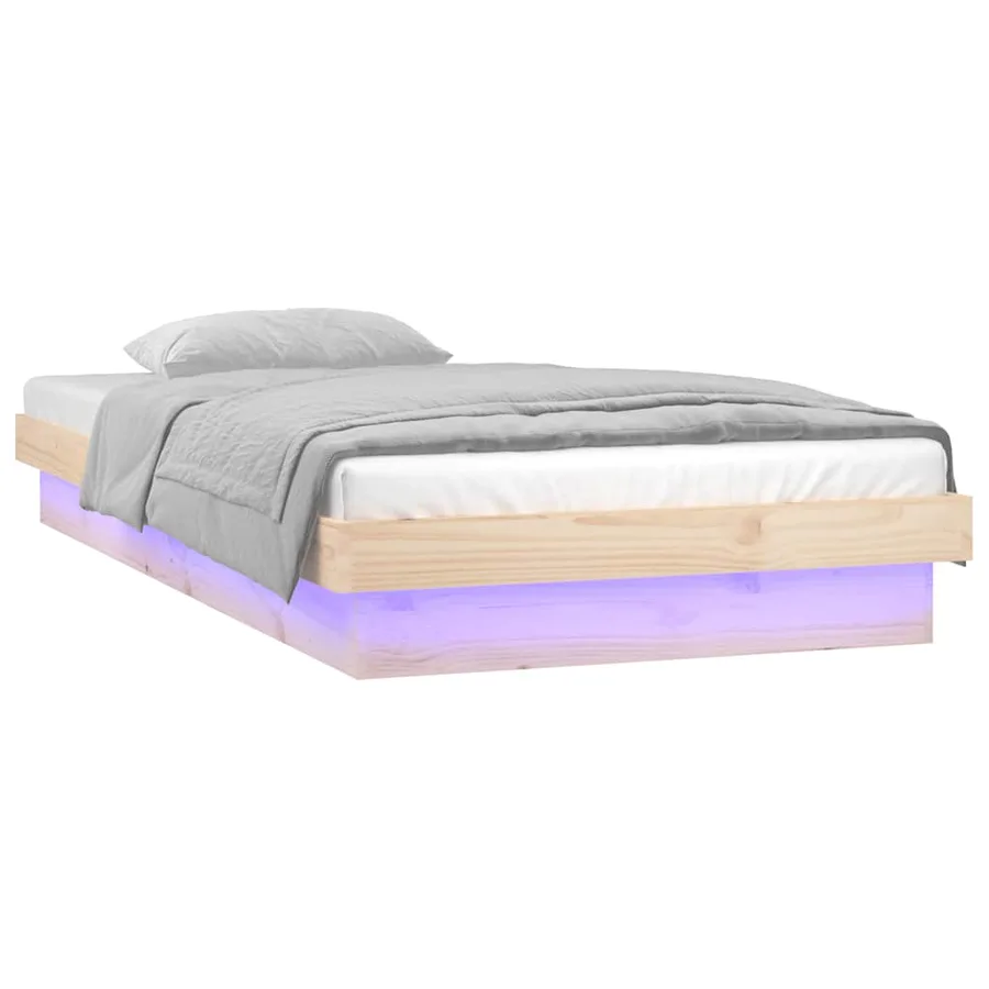 Cadre de lit à LED sans matelas bois massif - 5