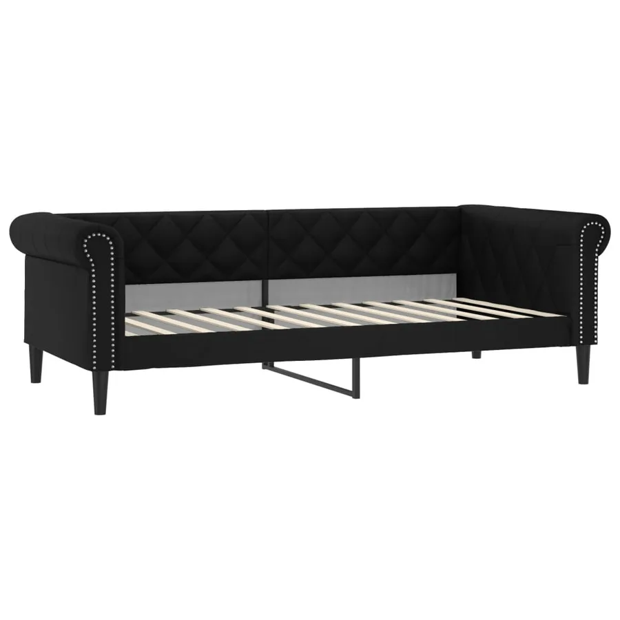 Lit de jour avec gigogne et matelas noir 90x200 cm similicuir - 4
