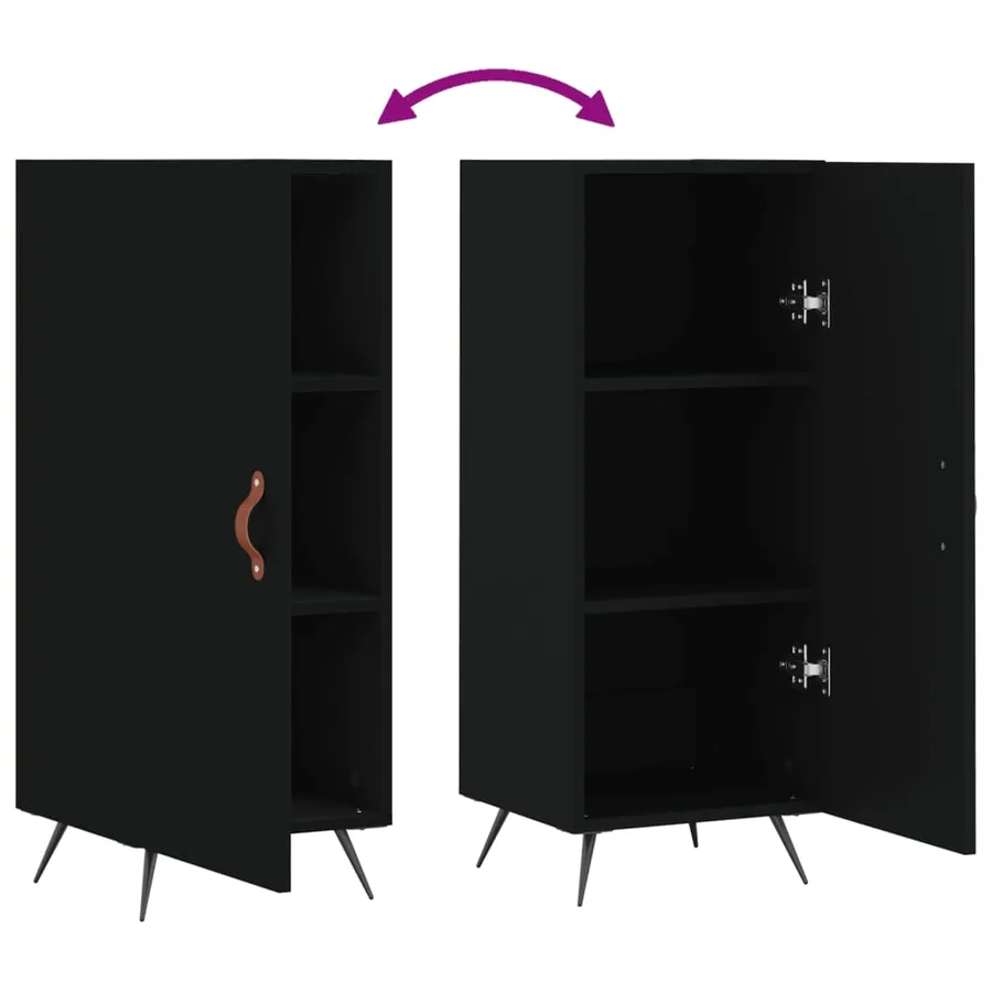 Buffet Noir 34,5x34x90 cm Bois d'ingénierie - 9