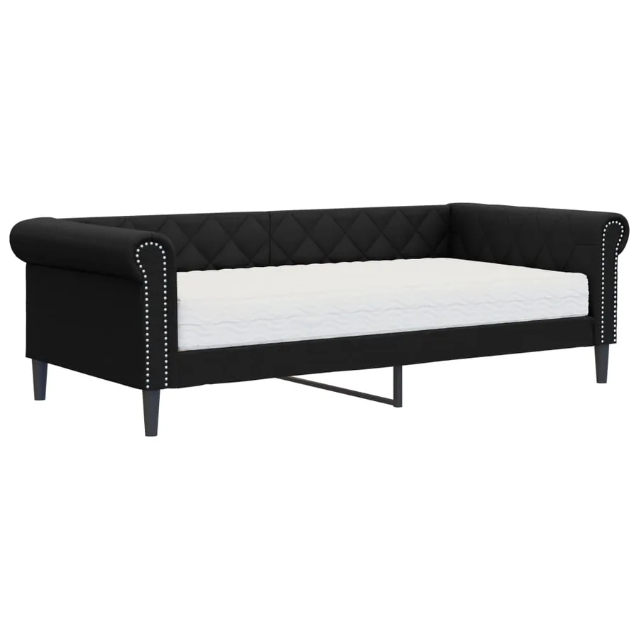 Lit de jour avec matelas noir 90x200 cm similicuir - 2