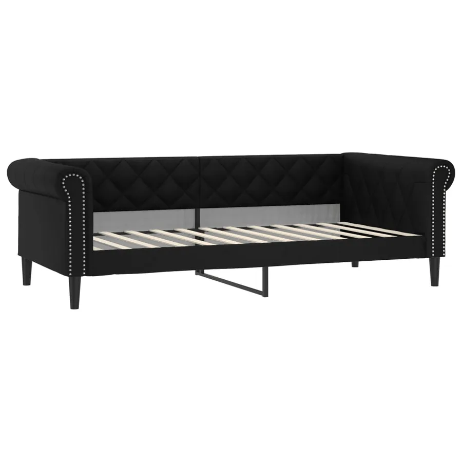 Lit de jour avec matelas noir 90x200 cm similicuir - 3