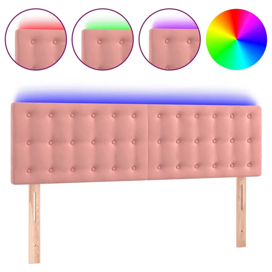 Tête de lit à LED Rose 144x5x78/88 cm Velours - 2
