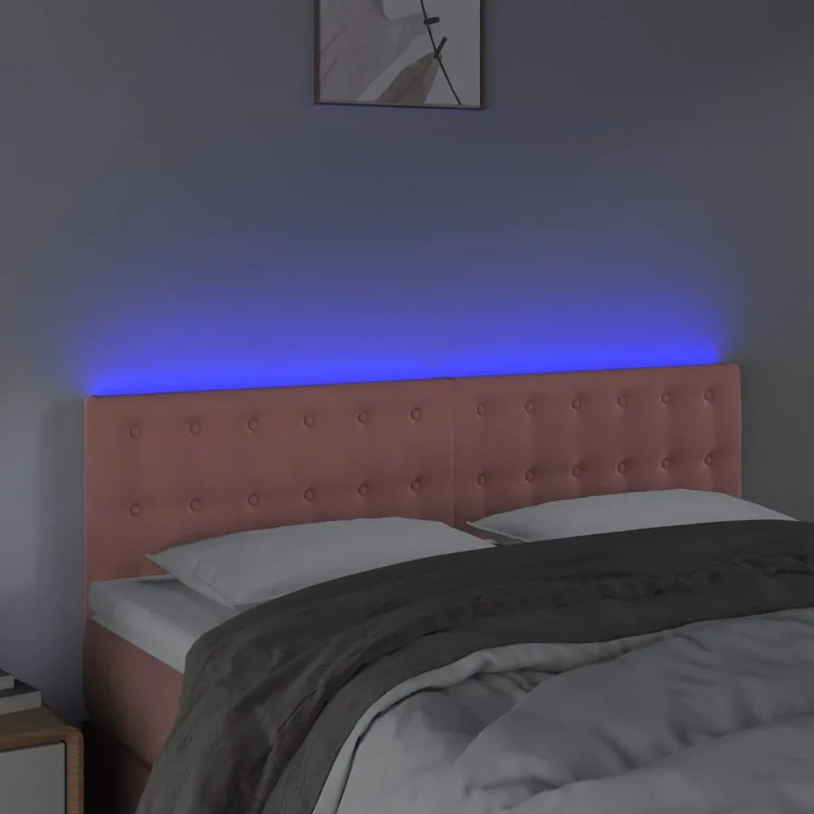 Tête de lit à LED Rose 144x5x78/88 cm Velours - 3