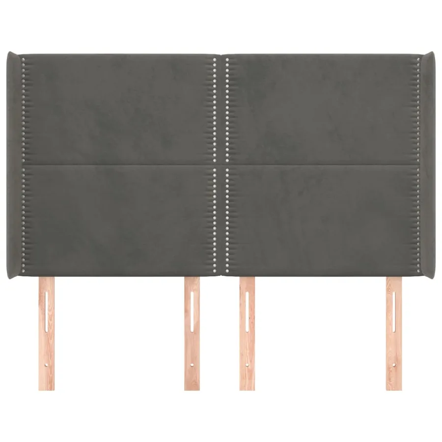 Tête de lit avec oreilles Gris foncé 147x16x118/128 cm Velours - 3