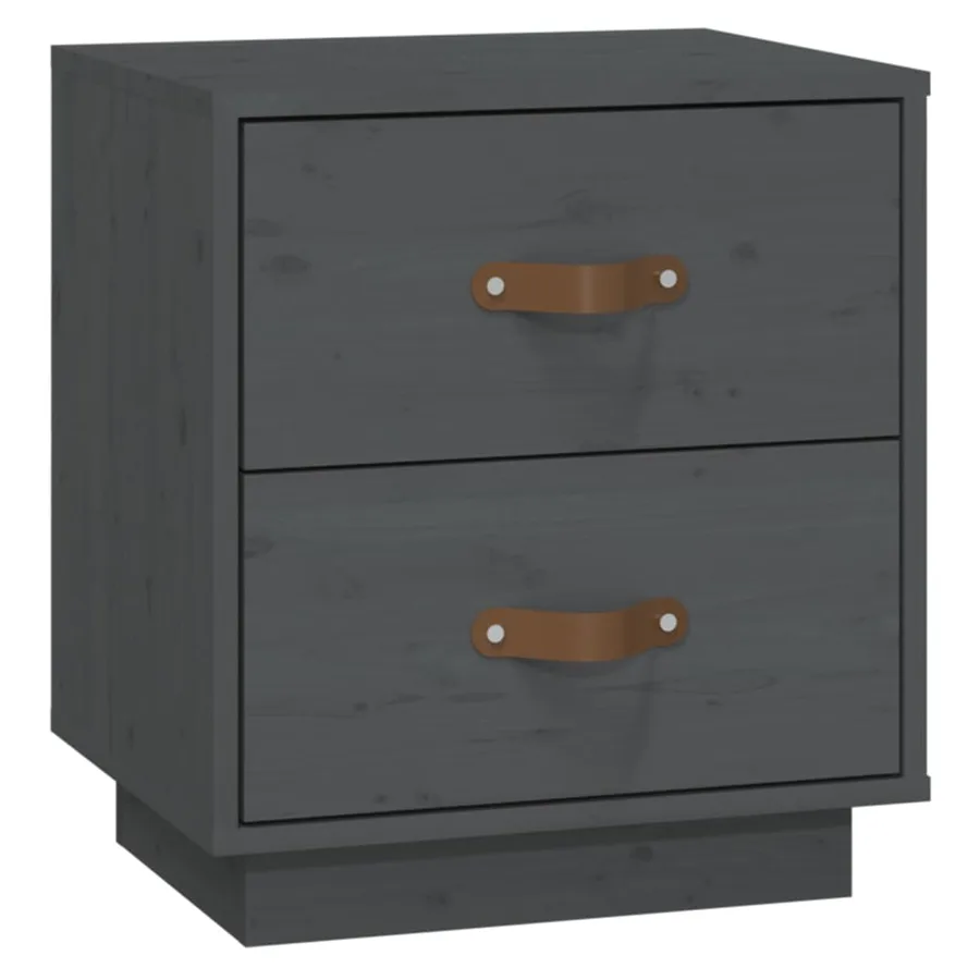 Table de chevet Gris 40x34x45 cm Bois de pin massif - 2