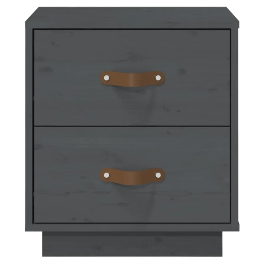 Table de chevet Gris 40x34x45 cm Bois de pin massif - 5