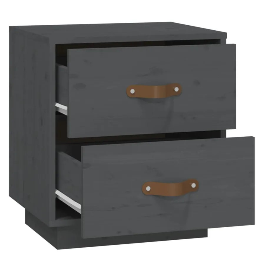 Table de chevet Gris 40x34x45 cm Bois de pin massif - 6