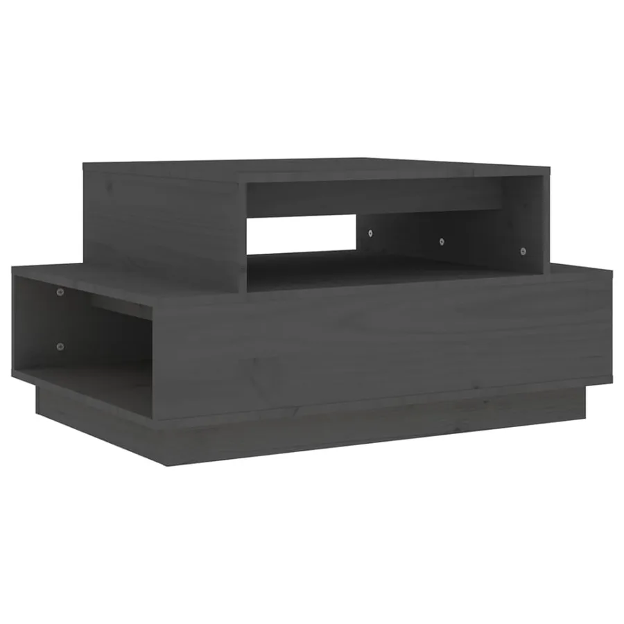 Table basse Gris 80x55x40,5 cm Bois massif de pin - 2
