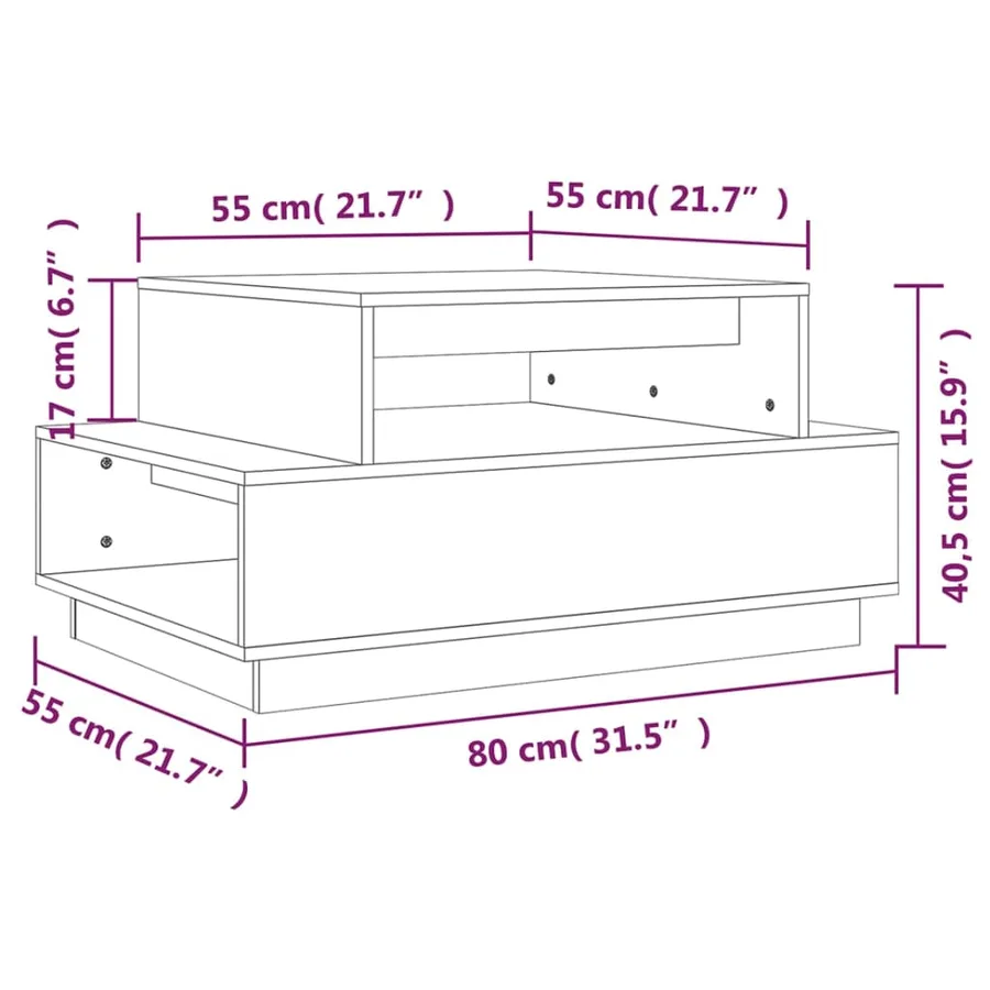 Table basse Gris 80x55x40,5 cm Bois massif de pin - 8