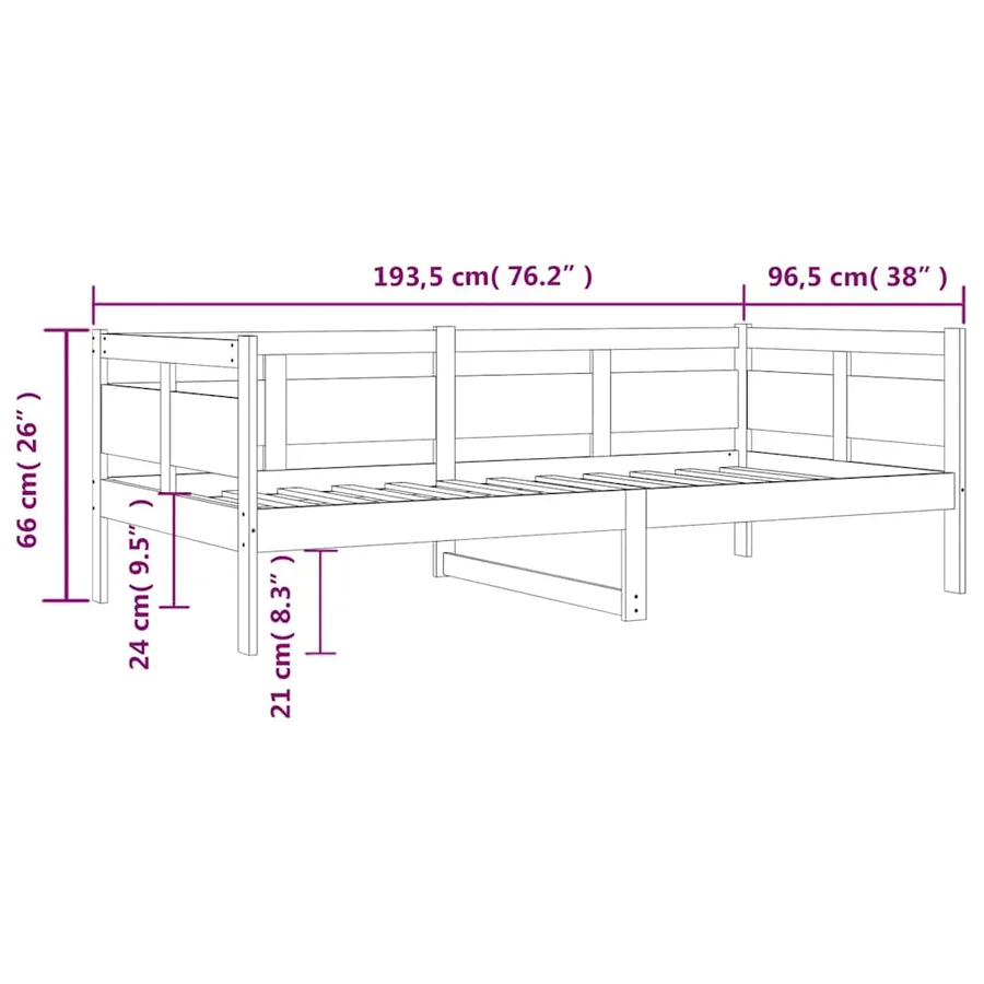 Lit de jour sans matelas marron miel bois pin massif 90x190 cm - 11