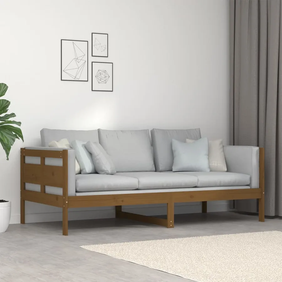 Lit de jour sans matelas marron miel bois pin massif 90x190 cm - 9