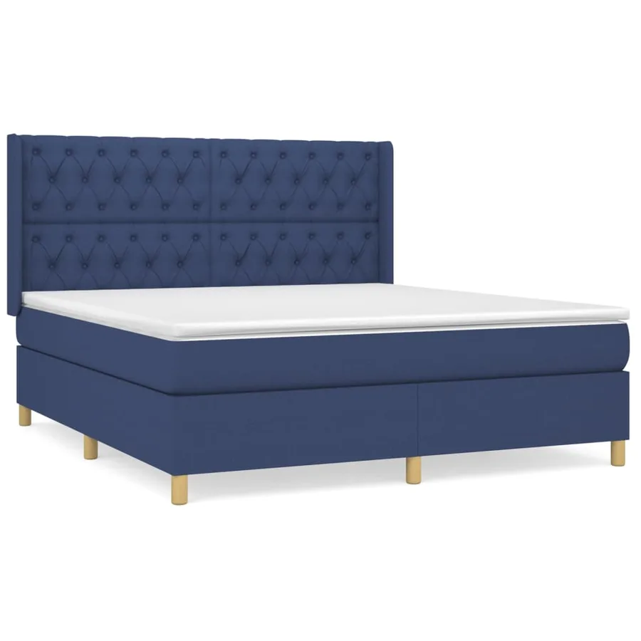 Sommier à lattes de lit avec matelas Bleu 160x200 cm Tissu - 2